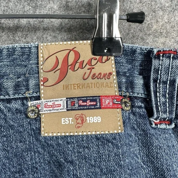 Vintage Paco Jeans Jeans Mens 34x31 Blue Wide Leg Baggy Embroidered Y2K Skater